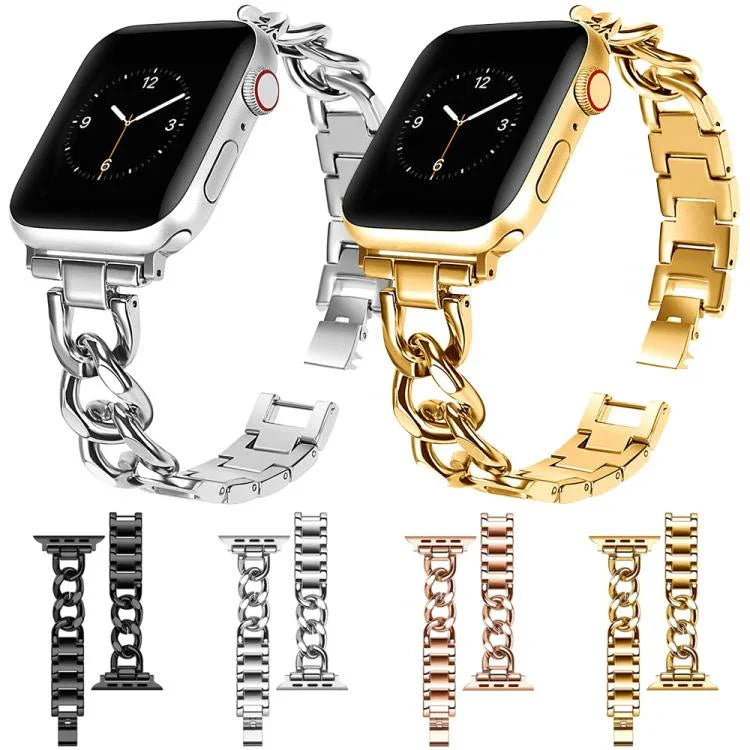 Correia de Relógio em Metal com Duplo Círculo xDfind, Para Apple Watch 42 / 44 / 45 / 46 / 49mm, Para Apple Watch 38 / 40 / 41 / S10 42mm