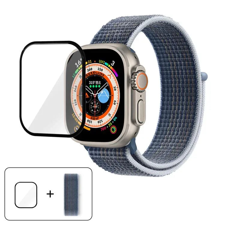 Correia de Relógio em Nylon Básica com Laço e Filme Curvo 3D, Para Apple Watch Série 40mm, Para Apple Watch Ultra 2 / 1 49mm, Para Apple Watch Série 45mm