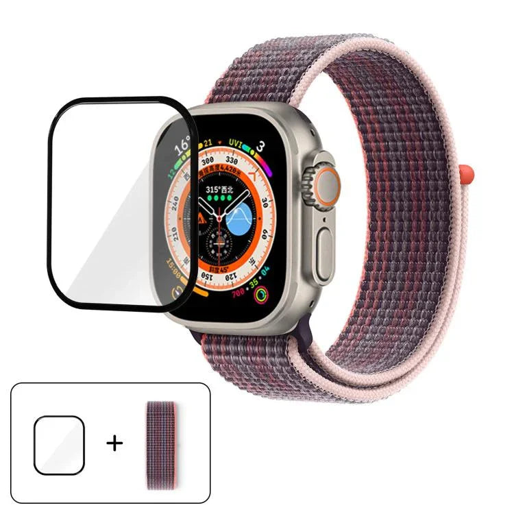 Correia de Relógio em Nylon Básica com Laço e Filme Curvo 3D, Para Apple Watch Série 40mm, Para Apple Watch Ultra 2 / 1 49mm, Para Apple Watch Série 45mm