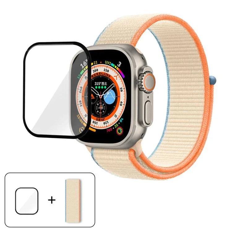 Correia de Relógio em Nylon Básica com Laço e Filme Curvo 3D, Para Apple Watch Série 40mm, Para Apple Watch Ultra 2 / 1 49mm, Para Apple Watch Série 45mm