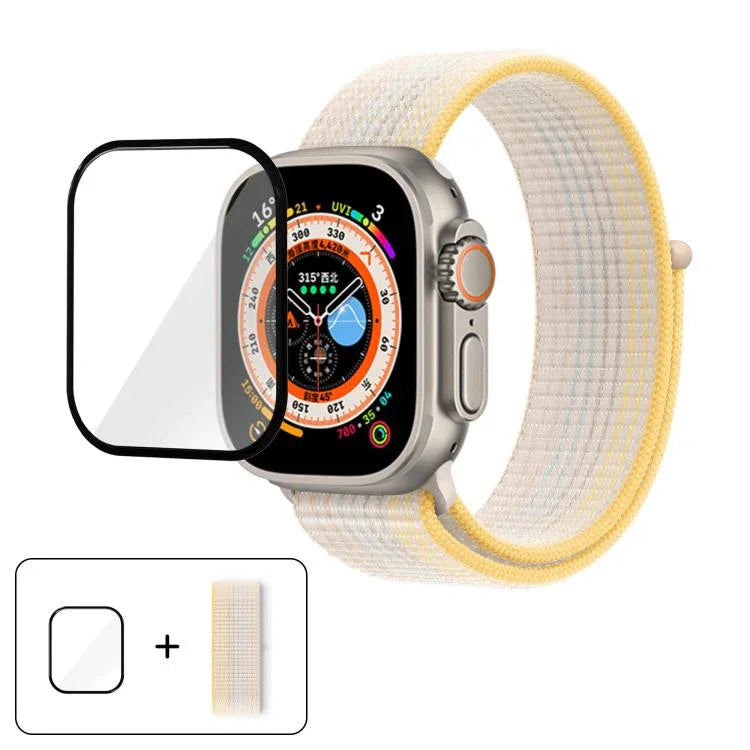 Correia de Relógio em Nylon Básica com Laço e Filme Curvo 3D, Para Apple Watch Série 40mm, Para Apple Watch Ultra 2 / 1 49mm, Para Apple Watch Série 45mm