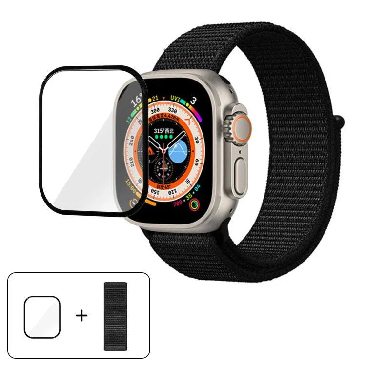 Correia de Relógio em Nylon Básica com Laço e Filme Curvo 3D, Para Apple Watch Série 40mm, Para Apple Watch Ultra 2 / 1 49mm, Para Apple Watch Série 45mm
