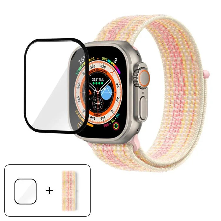 Correia de Relógio em Nylon Básica com Laço e Filme Curvo 3D, Para Apple Watch Série 40mm, Para Apple Watch Ultra 2 / 1 49mm, Para Apple Watch Série 45mm