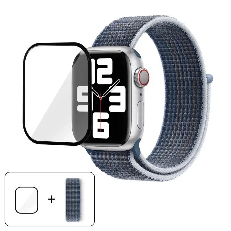 Correia de Relógio em Nylon Básica com Laço e Filme Curvo 3D, Para Apple Watch Série 41mm, Para Apple Watch Série 38mm, Para Apple Watch Série 42mm