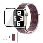 Correia de Relógio em Nylon Básica com Laço e Filme Curvo 3D, Para Apple Watch Série 41mm, Para Apple Watch Série 38mm, Para Apple Watch Série 42mm