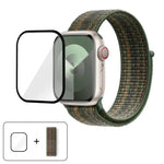 Correia de Relógio em Nylon Básica com Laço e Filme Curvo 3D, Para Apple Watch Série 41mm, Para Apple Watch Série 38mm, Para Apple Watch Série 42mm