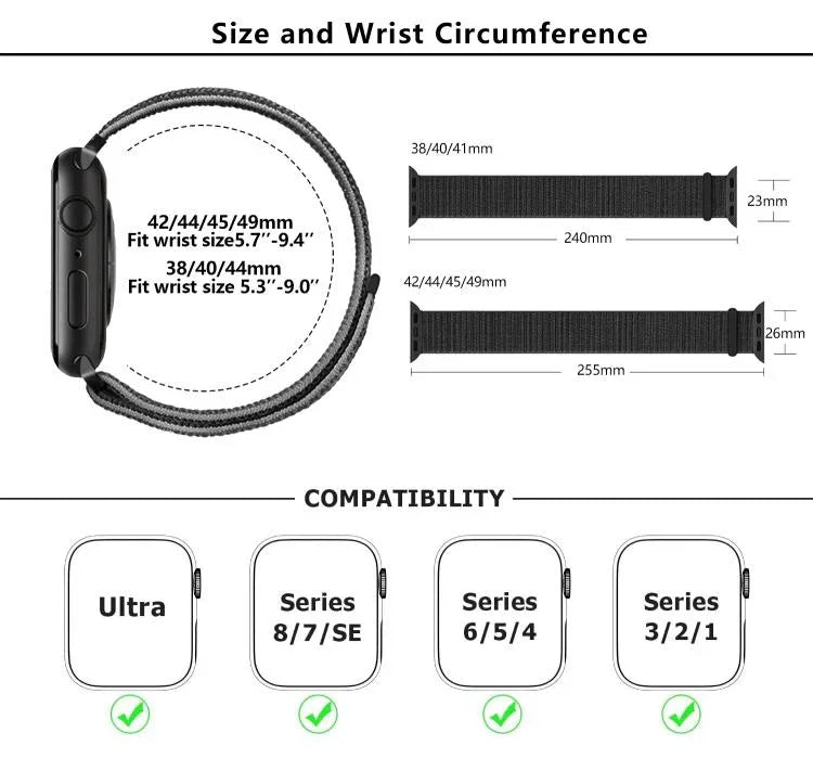 Correia de Relógio em Nylon Básica com Laço e Filme Curvo 3D, Para Apple Watch Série 41mm, Para Apple Watch Série 38mm, Para Apple Watch Série 42mm