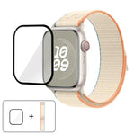 Correia de Relógio em Nylon com Laço e Filme Curvo 3D, Para Apple Watch Série 10 46mm, Para Apple Watch Série 10 42mm, Para Apple Watch Série 44mm