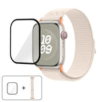 Correia de Relógio em Nylon com Laço e Filme Curvo 3D, Para Apple Watch Série 40mm, Para Apple Watch Ultra 2 / 1 49mm, Para Apple Watch Série 45mm