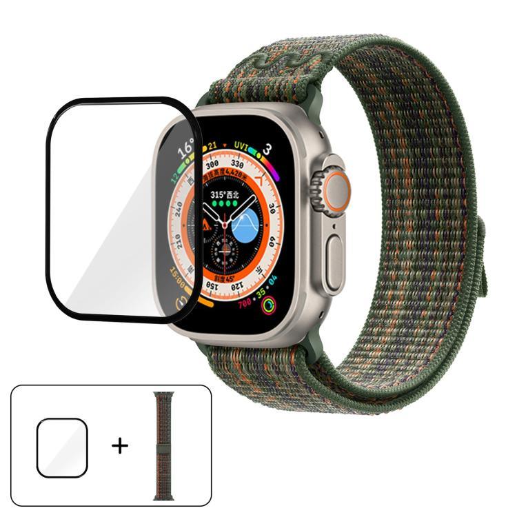 Correia de Relógio em Nylon com Laço e Filme Curvo 3D, Para Apple Watch Série 40mm, Para Apple Watch Ultra 2 / 1 49mm, Para Apple Watch Série 45mm