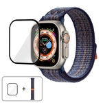 Correia de Relógio em Nylon com Laço e Filme Curvo 3D, Para Apple Watch Série 40mm, Para Apple Watch Ultra 2 / 1 49mm, Para Apple Watch Série 45mm
