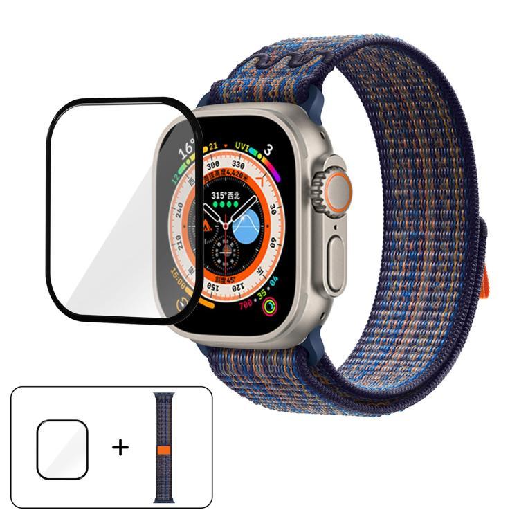 Correia de Relógio em Nylon com Laço e Filme Curvo 3D, Para Apple Watch Série 40mm, Para Apple Watch Ultra 2 / 1 49mm, Para Apple Watch Série 45mm