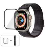 Correia de Relógio em Nylon com Laço e Filme Curvo 3D, Para Apple Watch Série 40mm, Para Apple Watch Ultra 2 / 1 49mm, Para Apple Watch Série 45mm