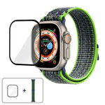 Correia de Relógio em Nylon com Laço e Filme Curvo 3D, Para Apple Watch Série 40mm, Para Apple Watch Ultra 2 / 1 49mm, Para Apple Watch Série 45mm
