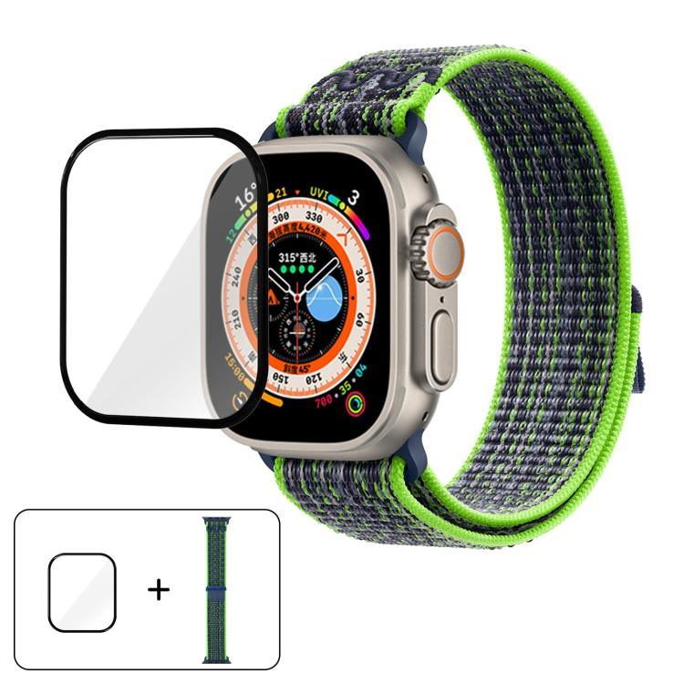 Correia de Relógio em Nylon com Laço e Filme Curvo 3D, Para Apple Watch Série 40mm, Para Apple Watch Ultra 2 / 1 49mm, Para Apple Watch Série 45mm