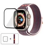 Correia de Relógio em Nylon com Laço e Filme Curvo 3D, Para Apple Watch Série 40mm, Para Apple Watch Ultra 2 / 1 49mm, Para Apple Watch Série 45mm
