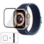 Correia de Relógio em Nylon com Laço e Filme Curvo 3D, Para Apple Watch Série 40mm, Para Apple Watch Ultra 2 / 1 49mm, Para Apple Watch Série 45mm