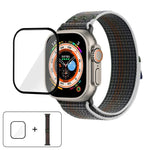 Correia de Relógio em Nylon com Laço e Filme Curvo 3D, Para Apple Watch Série 40mm, Para Apple Watch Ultra 2 / 1 49mm, Para Apple Watch Série 45mm
