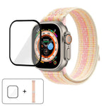Correia de Relógio em Nylon com Laço e Filme Curvo 3D, Para Apple Watch Série 40mm, Para Apple Watch Ultra 2 / 1 49mm, Para Apple Watch Série 45mm