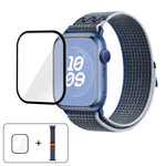 Correia de Relógio em Nylon com Laço e Filme Curvo 3D, Para Apple Watch Série 41mm, Para Apple Watch Série 38mm, Para Apple Watch Série 42mm