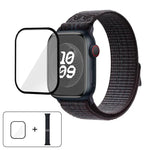 Correia de Relógio em Nylon com Laço e Filme Curvo 3D, Para Apple Watch Série 41mm, Para Apple Watch Série 38mm, Para Apple Watch Série 42mm