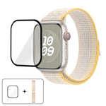 Correia de Relógio em Nylon com Laço e Filme Curvo 3D, Para Apple Watch Série 41mm, Para Apple Watch Série 38mm, Para Apple Watch Série 42mm