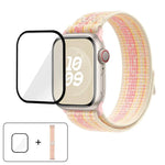 Correia de Relógio em Nylon com Laço e Filme Curvo 3D, Para Apple Watch Série 41mm, Para Apple Watch Série 38mm, Para Apple Watch Série 42mm