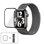 Correia de Relógio Milanesa em Aço Inoxidável com Filme Curvo 3D, Para Apple Watch Série 10 46mm, Para Apple Watch Série 10 42mm, Para Apple Watch Série 44mm