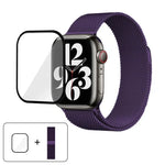 Bracelete Milanesa em Aço Inoxidável com Filme Curvo 3D, Para Apple Watch Series 40mm, Para Apple Watch Ultra 2 / 1 49mm, Para Apple Watch Series 45mm