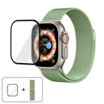 Bracelete Milanesa em Aço Inoxidável com Filme Curvo 3D, Para Apple Watch Series 40mm, Para Apple Watch Ultra 2 / 1 49mm, Para Apple Watch Series 45mm