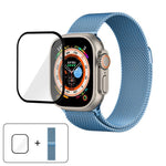 Bracelete Milanesa em Aço Inoxidável com Filme Curvo 3D, Para Apple Watch Series 40mm, Para Apple Watch Ultra 2 / 1 49mm, Para Apple Watch Series 45mm