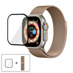 Bracelete Milanesa em Aço Inoxidável com Filme Curvo 3D, Para Apple Watch Series 40mm, Para Apple Watch Ultra 2 / 1 49mm, Para Apple Watch Series 45mm