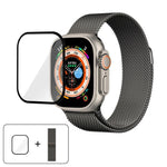 Bracelete Milanesa em Aço Inoxidável com Filme Curvo 3D, Para Apple Watch Series 40mm, Para Apple Watch Ultra 2 / 1 49mm, Para Apple Watch Series 45mm