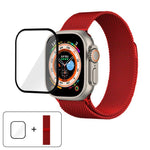 Bracelete Milanesa em Aço Inoxidável com Filme Curvo 3D, Para Apple Watch Series 40mm, Para Apple Watch Ultra 2 / 1 49mm, Para Apple Watch Series 45mm