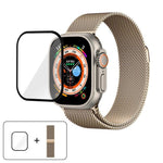 Bracelete Milanesa em Aço Inoxidável com Filme Curvo 3D, Para Apple Watch Series 40mm, Para Apple Watch Ultra 2 / 1 49mm, Para Apple Watch Series 45mm
