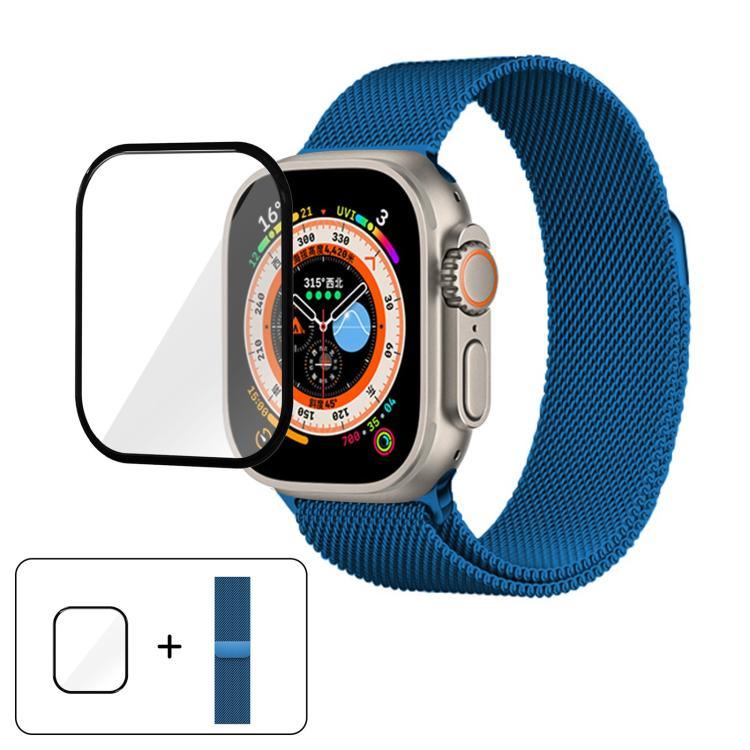 Bracelete Milanesa em Aço Inoxidável com Filme Curvo 3D, Para Apple Watch Series 40mm, Para Apple Watch Ultra 2 / 1 49mm, Para Apple Watch Series 45mm