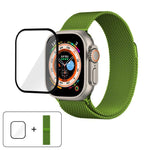 Bracelete Milanesa em Aço Inoxidável com Filme Curvo 3D, Para Apple Watch Series 40mm, Para Apple Watch Ultra 2 / 1 49mm, Para Apple Watch Series 45mm