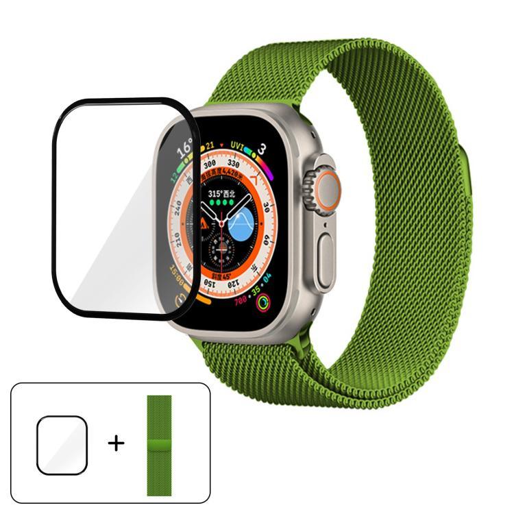 Bracelete Milanesa em Aço Inoxidável com Filme Curvo 3D, Para Apple Watch Series 40mm, Para Apple Watch Ultra 2 / 1 49mm, Para Apple Watch Series 45mm