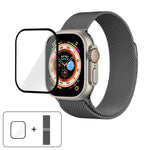 Bracelete Milanesa em Aço Inoxidável com Filme Curvo 3D, Para Apple Watch Series 40mm, Para Apple Watch Ultra 2 / 1 49mm, Para Apple Watch Series 45mm