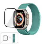 Bracelete Milanesa em Aço Inoxidável com Filme Curvo 3D, Para Apple Watch Series 40mm, Para Apple Watch Ultra 2 / 1 49mm, Para Apple Watch Series 45mm