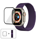 Bracelete Milanesa em Aço Inoxidável com Filme Curvo 3D, Para Apple Watch Series 40mm, Para Apple Watch Ultra 2 / 1 49mm, Para Apple Watch Series 45mm