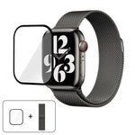 Bracelete Milanesa em Aço Inoxidável com Filme Curvo 3D, Para Apple Watch Series 41mm, Para Apple Watch Series 38mm, Para Apple Watch Series 42mm