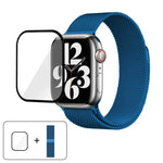 Bracelete Milanesa em Aço Inoxidável com Filme Curvo 3D, Para Apple Watch Series 41mm, Para Apple Watch Series 38mm, Para Apple Watch Series 42mm