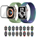 Bracelete Milanesa em Aço Inoxidável com Filme Curvo 3D, Para Apple Watch Series 40mm, Para Apple Watch Ultra 2 / 1 49mm, Para Apple Watch Series 45mm