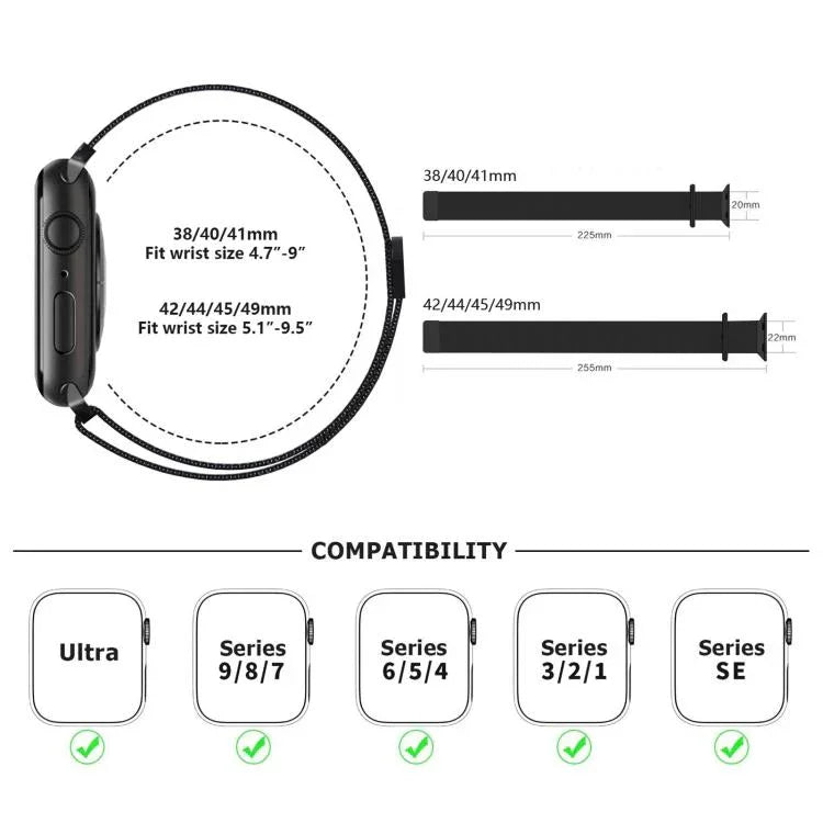 Bracelete Milanesa em Aço Inoxidável com Filme Curvo 3D, Para Apple Watch Series 41mm, Para Apple Watch Series 38mm, Para Apple Watch Series 42mm