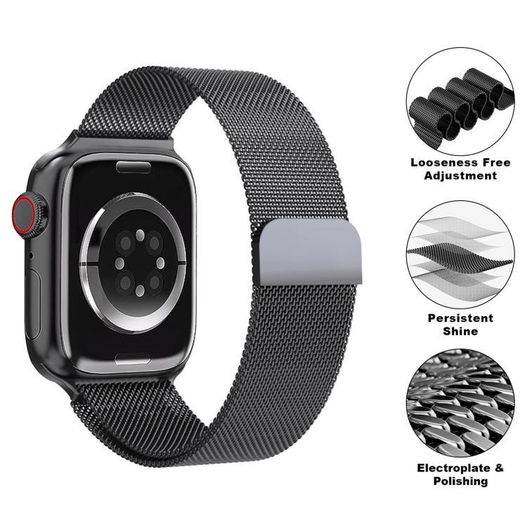 Bracelete Milanesa em Aço Inoxidável com Filme Curvo 3D, Para Apple Watch Series 41mm, Para Apple Watch Series 38mm, Para Apple Watch Series 42mm
