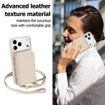 Capa para telemóvel com bolsa para cartões RFID com fecho de correr e tira transversal, Para iPhone 17 Pro Max, Para iPhone 17 Pro, Para iPhone Air, Para iPhone 15 Pro Max, Para iPhone 15 Pro, Para iPhone 15 Plus / 14 Plus