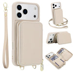 Capa para telemóvel com bolsa para cartões RFID com fecho de correr e tira transversal, Para iPhone 17 Pro Max, Para iPhone 17 Pro, Para iPhone Air, Para iPhone 15 Pro Max, Para iPhone 15 Pro, Para iPhone 15 Plus / 14 Plus