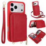 Capa para telemóvel com bolsa para cartões RFID com fecho de correr e tira transversal, Para iPhone 17 Pro Max, Para iPhone 17 Pro, Para iPhone Air, Para iPhone 15 Pro Max, Para iPhone 15 Pro, Para iPhone 15 Plus / 14 Plus