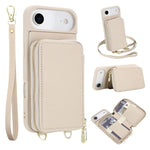 Capa para telemóvel com bolsa para cartões RFID com fecho de correr e tira transversal, Para iPhone 17 Pro Max, Para iPhone 17 Pro, Para iPhone Air, Para iPhone 15 Pro Max, Para iPhone 15 Pro, Para iPhone 15 Plus / 14 Plus